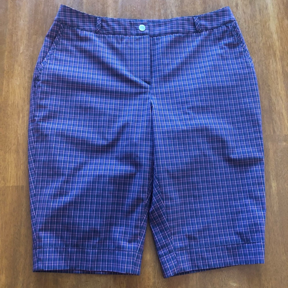 Classic Plaid Bermuda Shorts in Blue and Purple